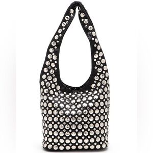 Black & Silver Studded Slouchy Hobo Bag